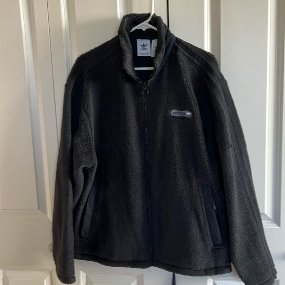 Pre-Owned Very Good Condition Men’s Black ADIDAS Full Zipper Fleece Jacket